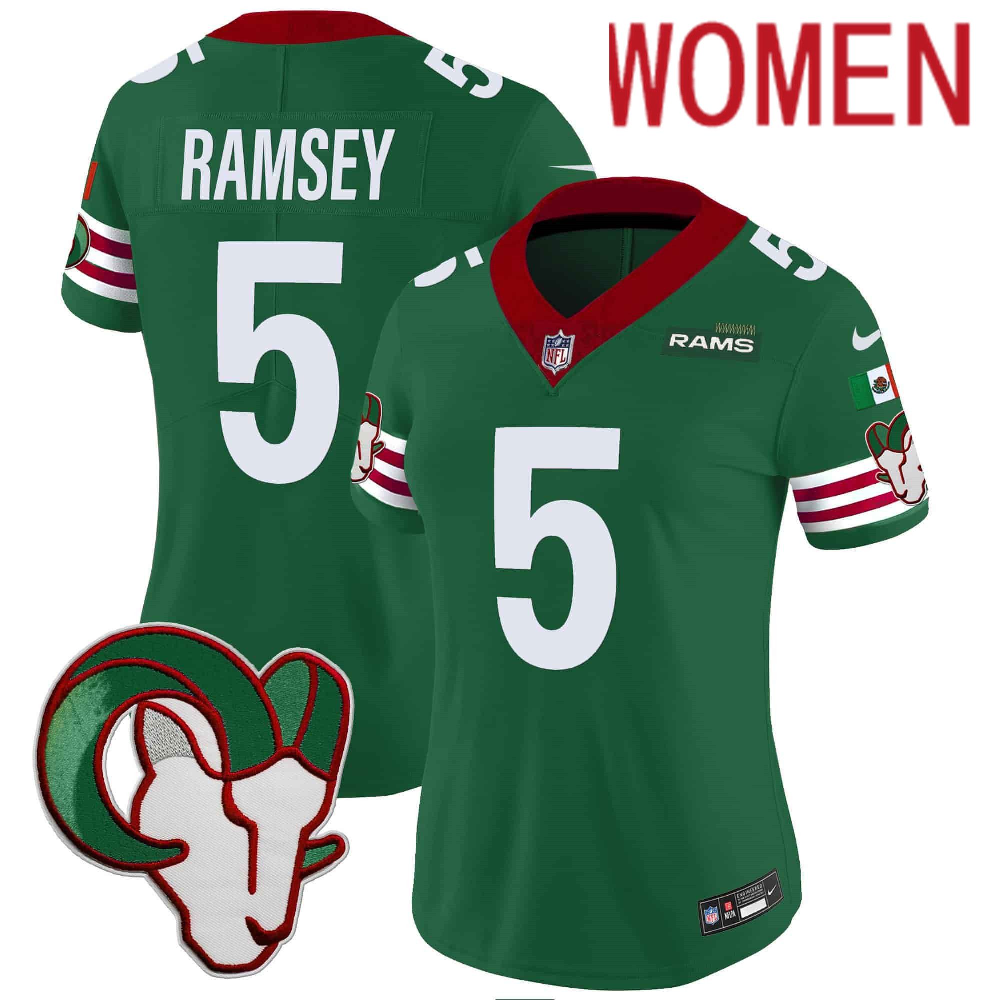 Women Los Angeles Rams 5 Ramsey Green 2024 Nike Mexico Vapor Limited NFL Jersey